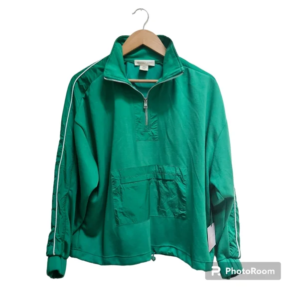 NWT Happily Grey 1/4 Zip Pullover Top Athleisure Comfy Set Green Size XL - Picture 1 of 12